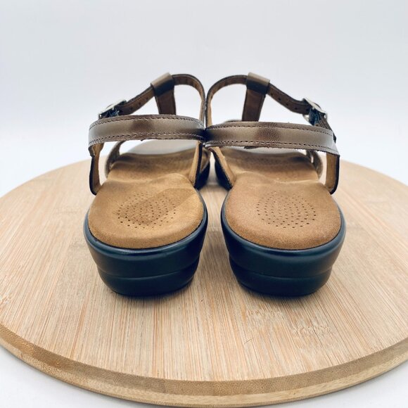SAS Sandals Womens 8 N Brown Leather Comfort Ankle Strap Peep - Picture 10 of 12